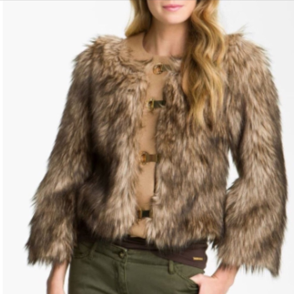 Michael Kors Faux Coyote Fur Jacket